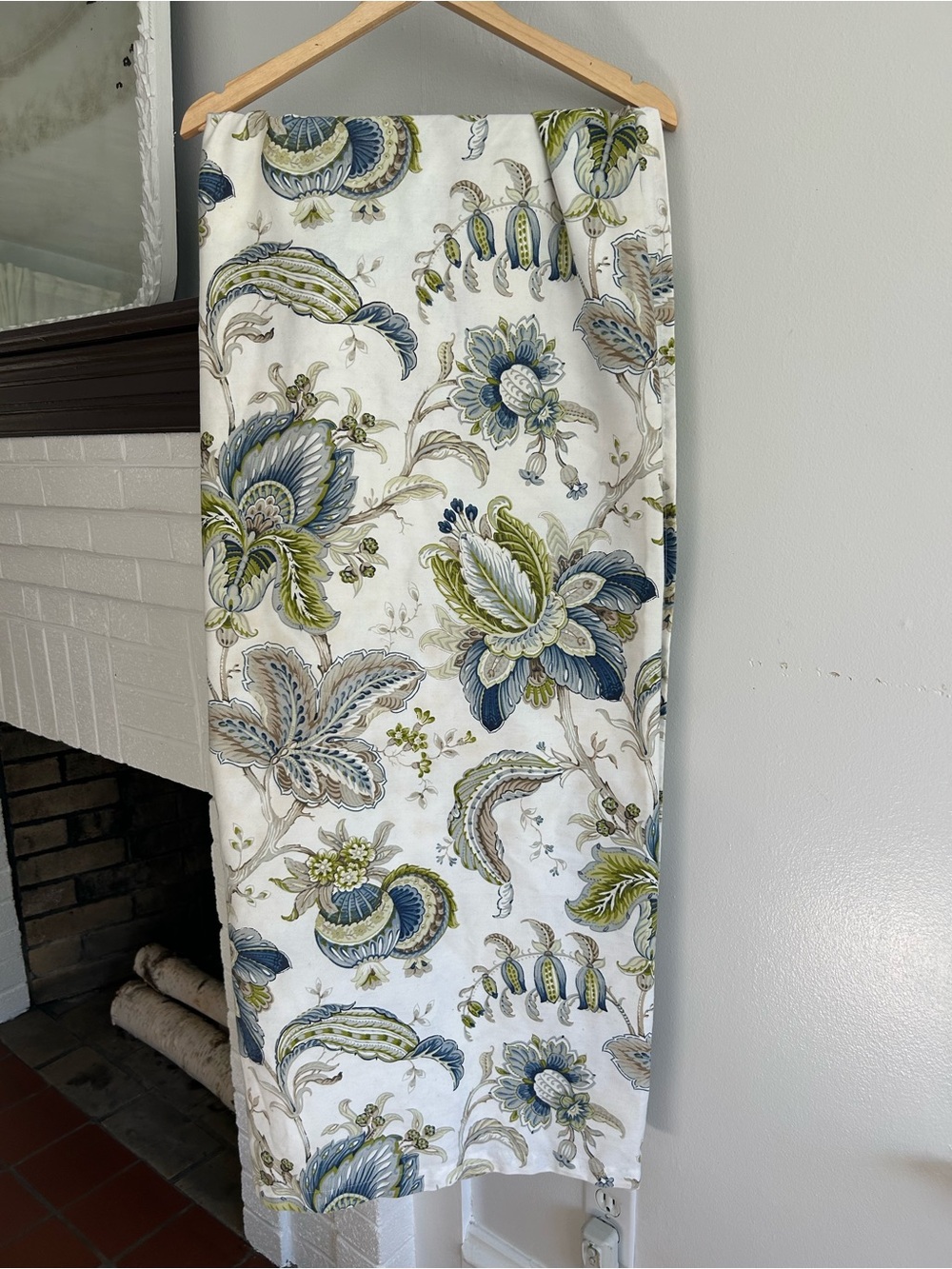 Fieldcrest Blue, Green & Cream Floral Shower Curtain